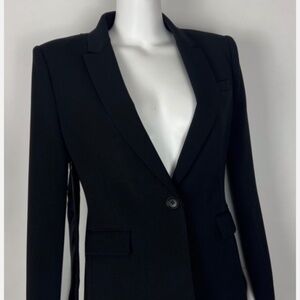 BCBGMAXAZRIA Women's Maxwell Blazer Slit/Zipper Sleeve M Black Pockets